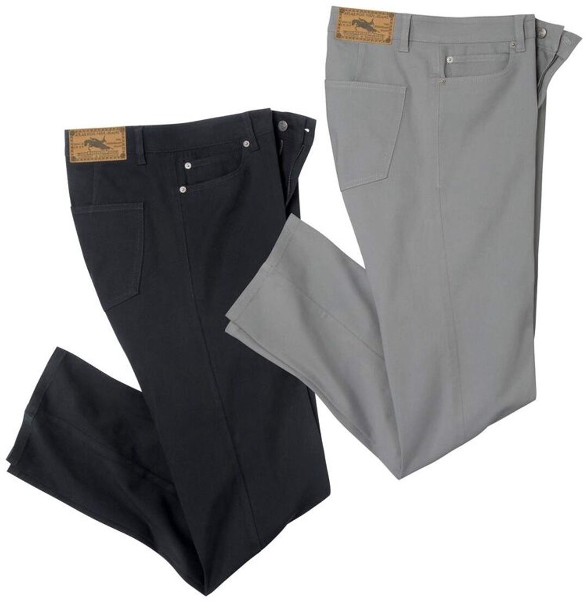 ATLAS FOR MEN - Set van 2 twill stretchbroeken - Heren - Verkrijgbaar in grote maten - W40