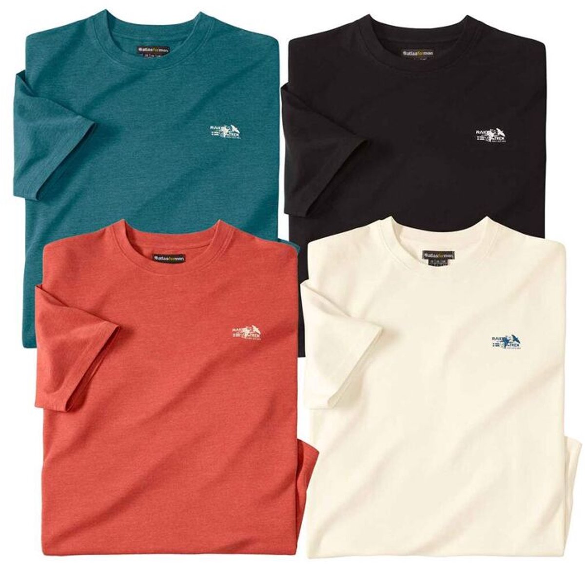 ATLAS FOR MEN - Set van 4 T-shirts Raid - Heren - Verkrijgbaar in grote maten - XL