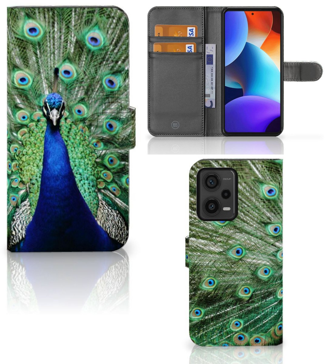 Xiaomi Redmi Note 12 Pro Plus Telefoonhoesje met Pasjes Pauw
