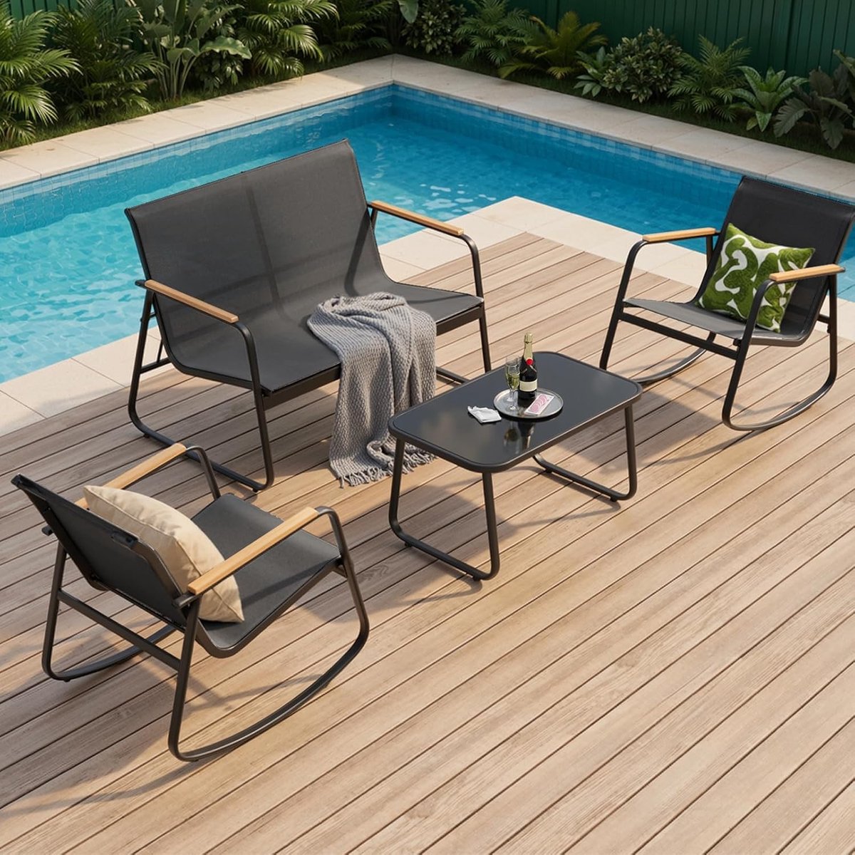 Tuinmeubelset 4-delig – Meuble Paris - Zwart - Meuble Paris Luxe Loungeset 2 - Medahomestore