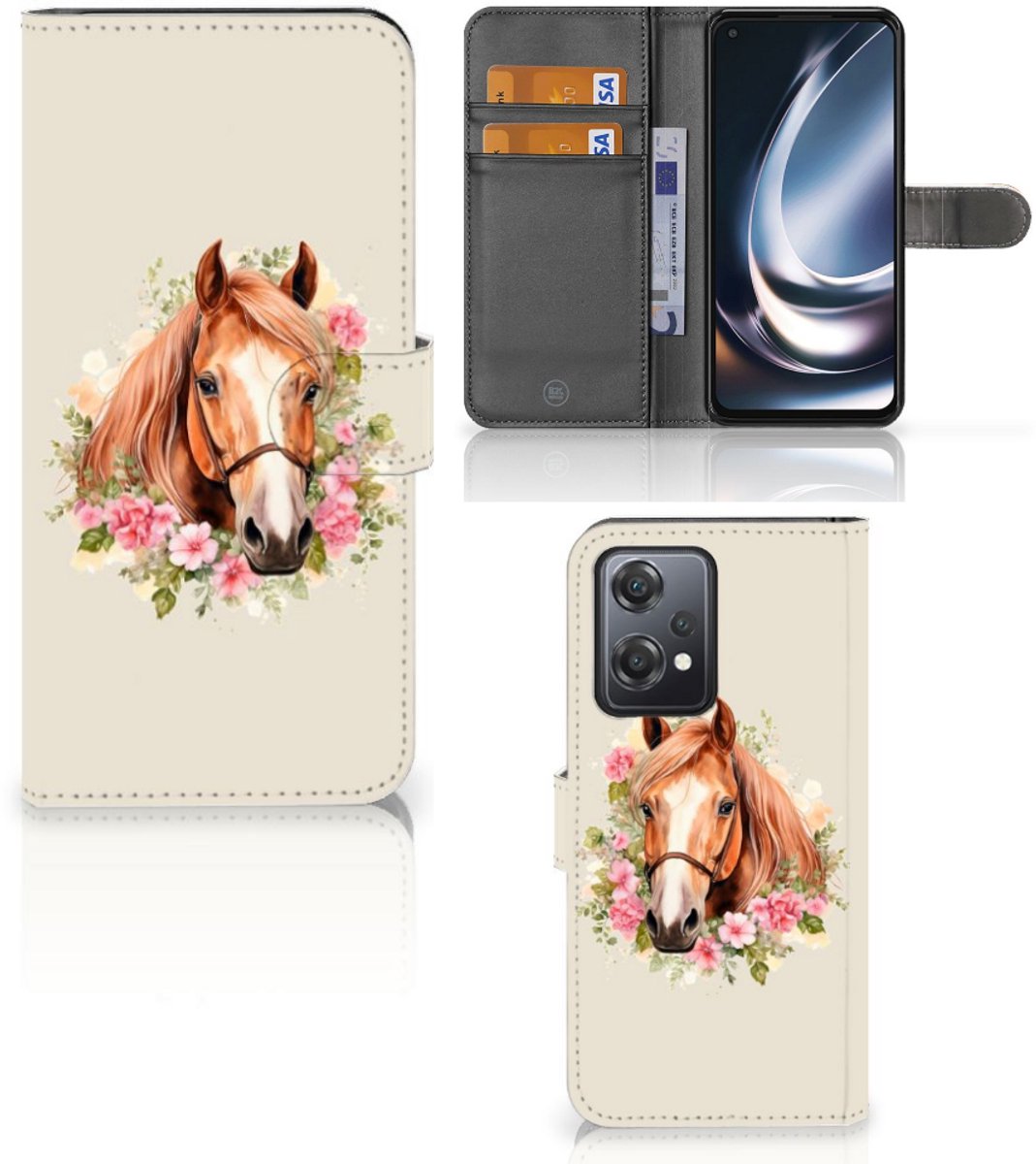 Telefoonhoesje met Pasjes voor OnePlus Nord CE 2 Lite Paard