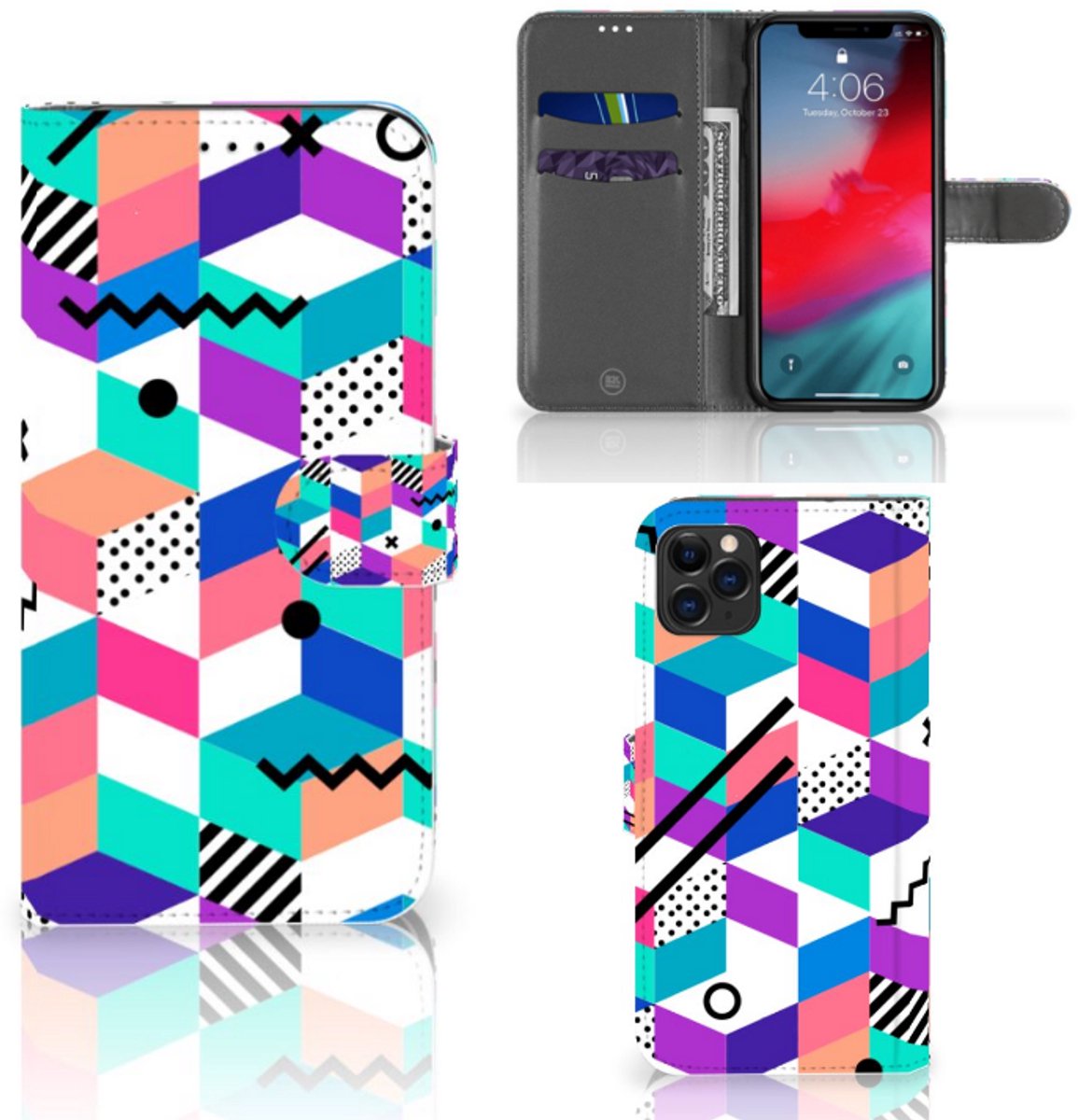 Apple iPhone 11 Pro Max Book Case Blokken Kleurrijk