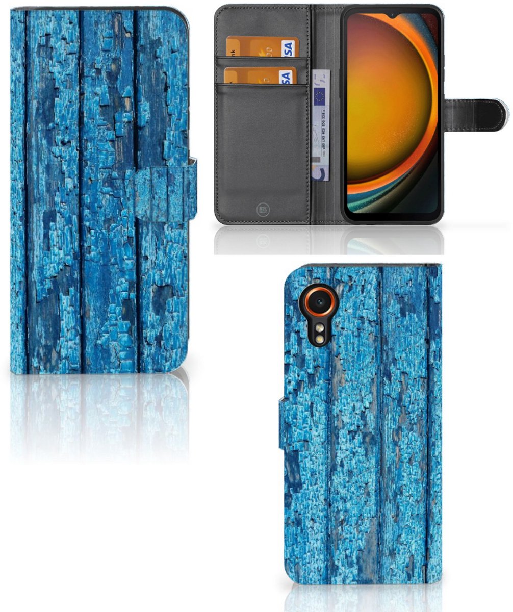 Boekhoesje voor Samsung Galaxy Xcover 7 Book Style Case Wood Blue