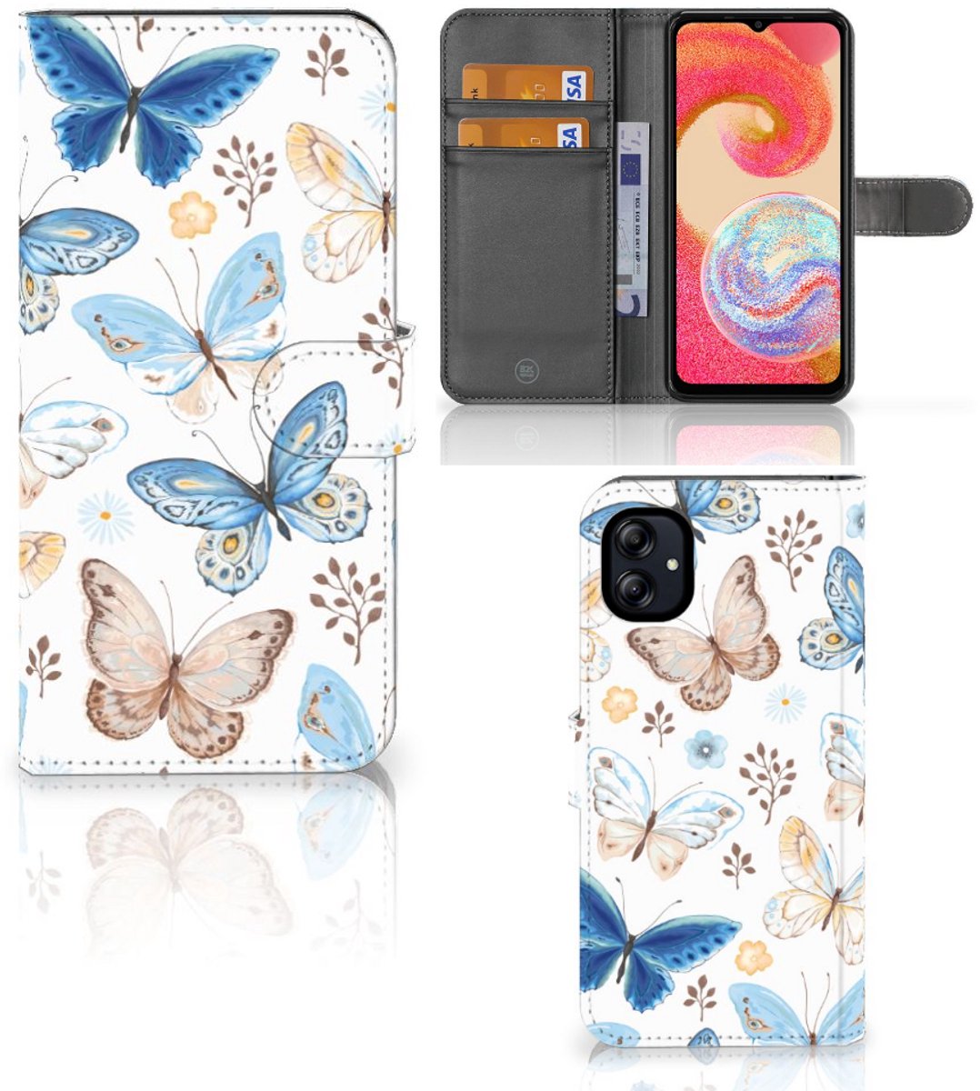 Telefoonhoesje met Pasjes voor Samsung Galaxy A04e Vlinder