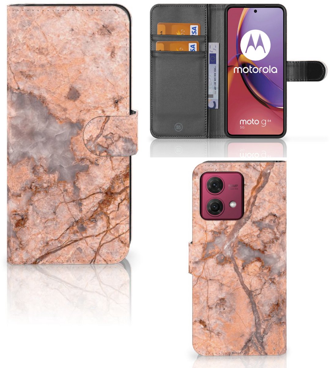 Motorola Moto G84 Bookcase Marmer Oranje