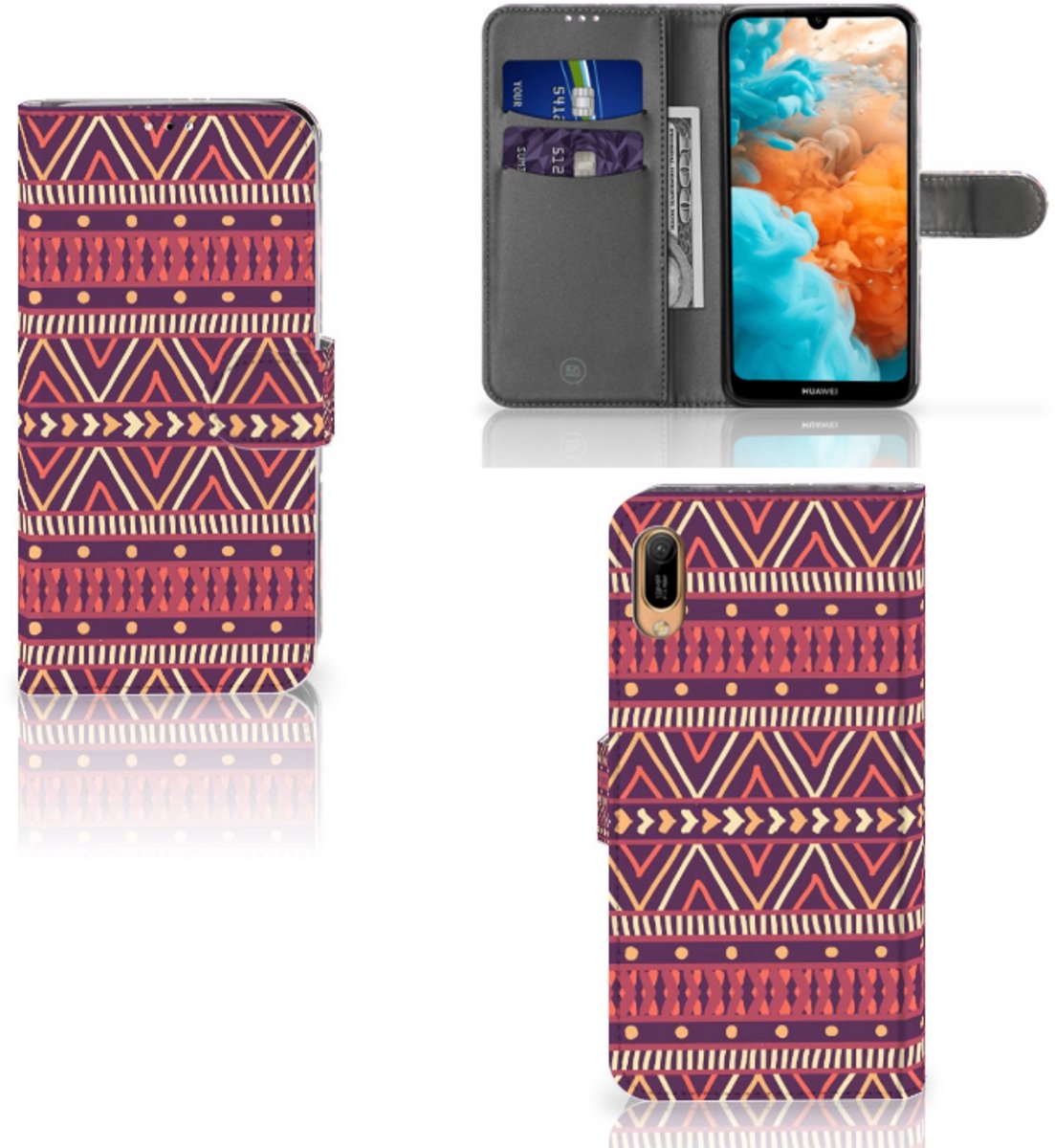 Huawei Y6 (2019) Telefoon Hoesje Aztec Paars