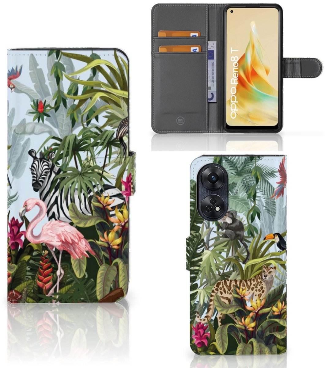 Telefoonhoesje met Pasjes voor OPPO Reno8 T 4G Jungle