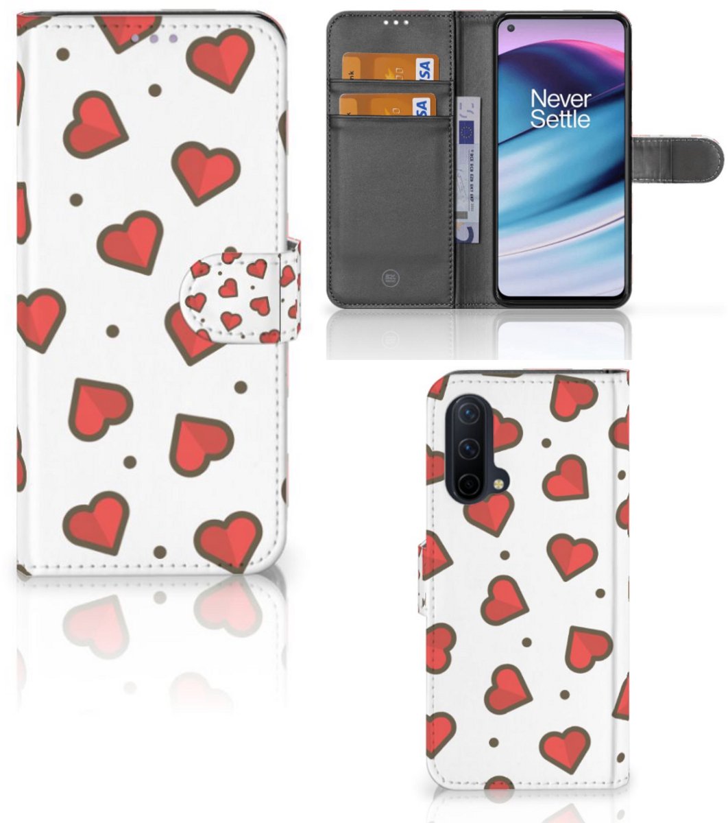 Book Case voor OnePlus Nord CE 5G Telefoon Hoesje Hearts