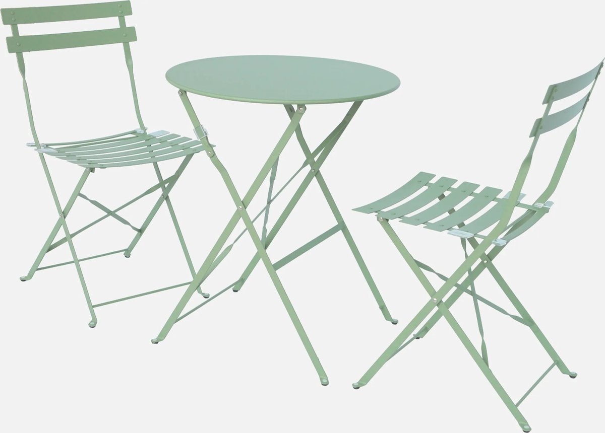 Kynast Bistroset 3-delige set voor balkon en terras GROEN inklapbare tafel 60 cm met 2 stoelen