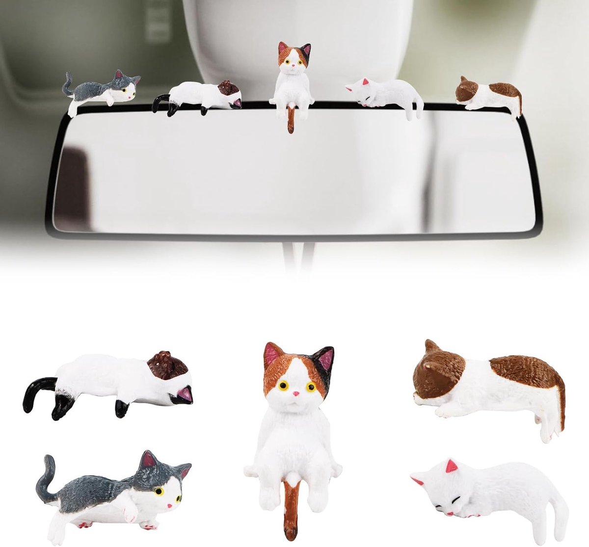 Schattige Mini Kat Figuren - Auto Decoratie, Interieur Accessoires voor Achteruitkijkspiegel en Auto Styling