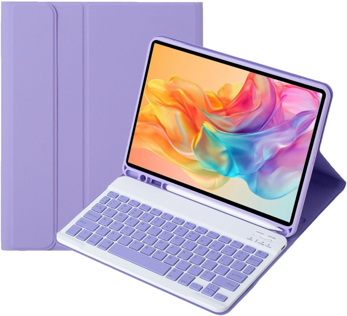 Zandarix Geschikt voor Samsung Galaxy Tab A11 Plus - Toetsenbord - Draadloos - Standaard - PU-leer - Penhouder - Magnetisch Afneembaar - QWERTY - Tablethoes - Paars