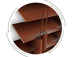 Houten Jaloezieën - Horizontale Raambekleding - Raamdecoratie - Massief Hout - 110x153cm - Donker Hout
