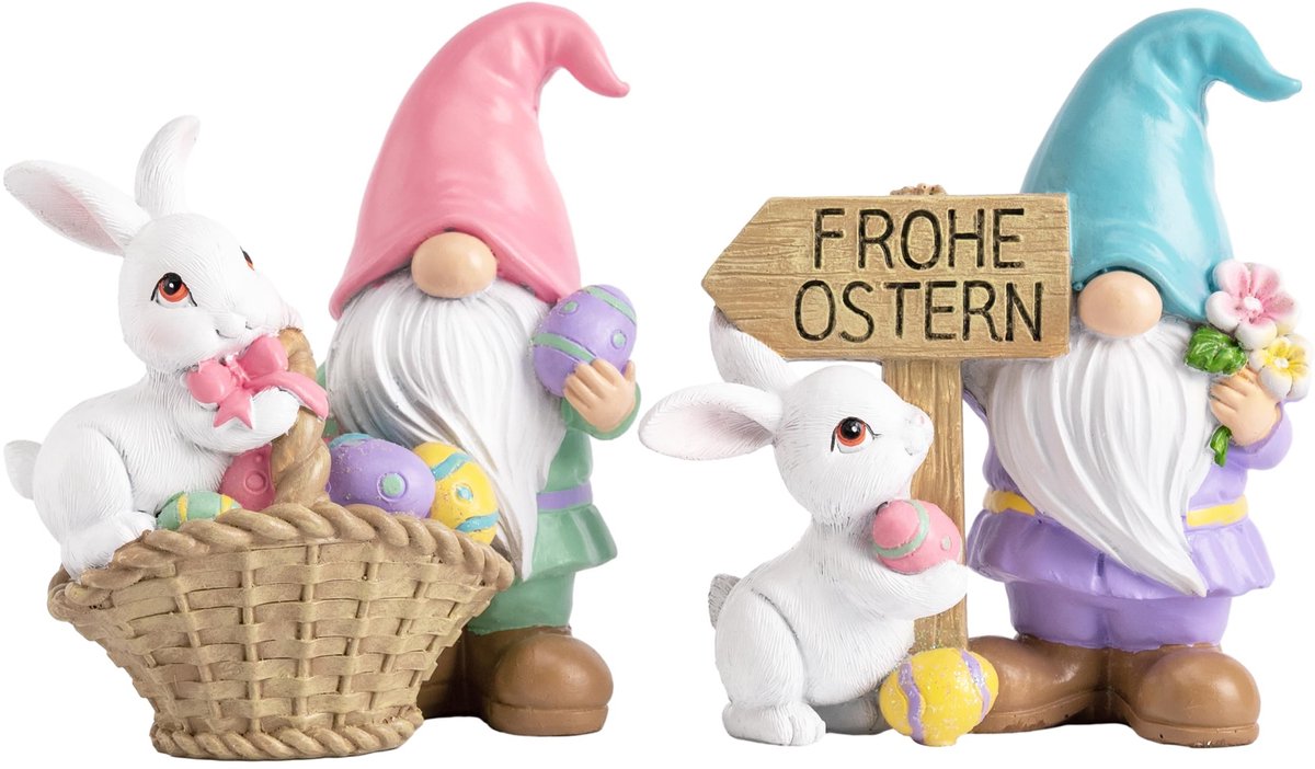 Cosensi - Tuinbeelden - Lentegnomes - Decoratie voor Pasen - 10 cm - Buiten en binnen - Gnomes figuren - Voor tuin en tafel