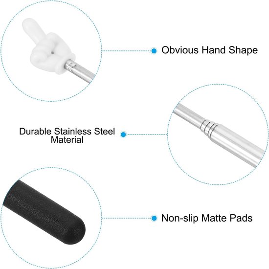 PATIKIL Telescopische leraren wijzer stok, 2 stuks klaslokaal whiteboard leraar hand vinger mini pointer voor presentatie luidspreker gids coach, zwarte stijl 1 — afbeelding 5
