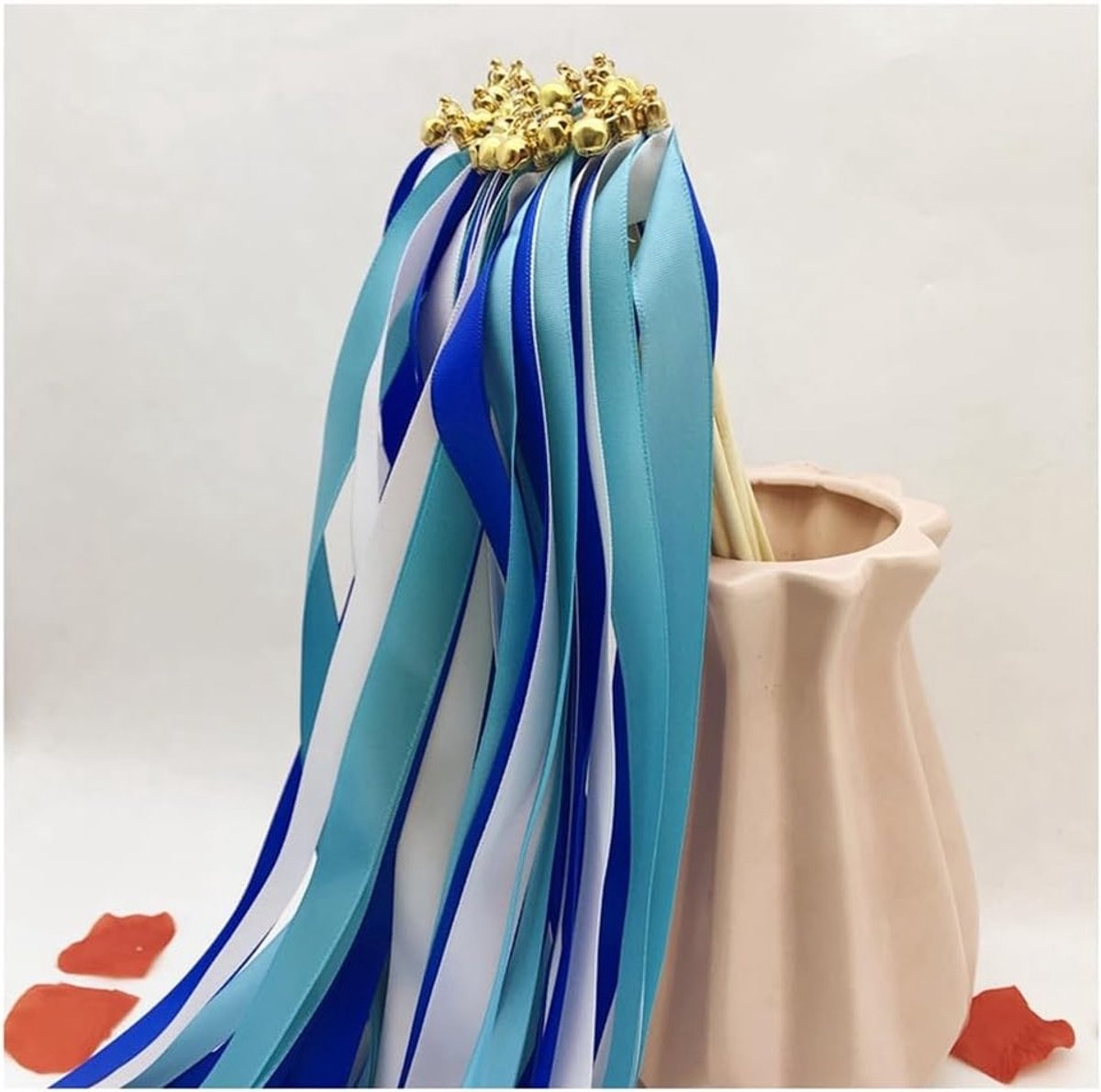 30 Stuks Bruiloftsgarlands met Klokken en Ribbons voor Feestjes en Verjaardagen - Magische Tovenaarsstokken en Geluksstokken in Blauw