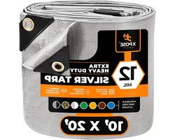 Heavy Duty zilveren polyzeil 10' X 20' - Multifunctionele beschermhoes - Duurzaam, waterdicht, weerbestendig, scheur- en scheurbestendig - Extra dik 12 Mil polyethyleen - door Xpose Safety