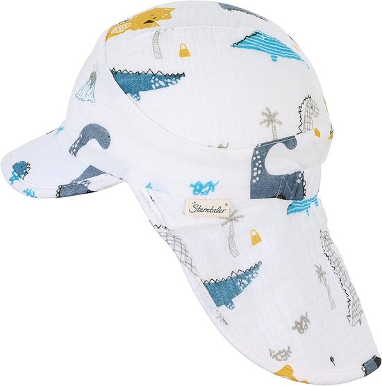 Baby Muts - Kinder Muts - Hoofd Warm Houden - Met Nekbescherming - One Size - Dino Print — afbeelding 2
