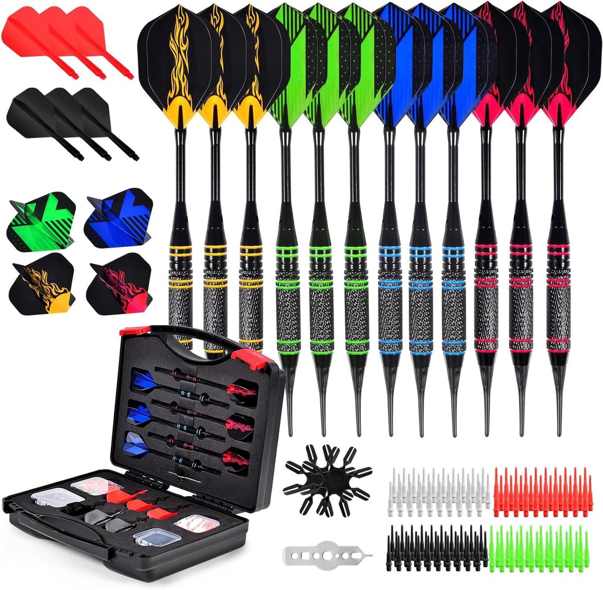 Zachte Darts Set - Dartpijlen Professioneel - Precisie Werpen - Gekarteld Groefontwerp - 12 stuks 18 gram