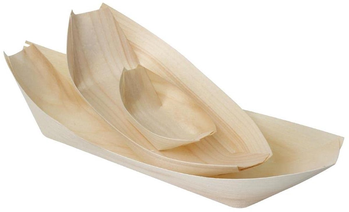 Populierenhout Schalen - Composteerbare Schalen - Mobiele Catering - Natuurlijk Organisch Uiterlijk - 80 mm - Bruin