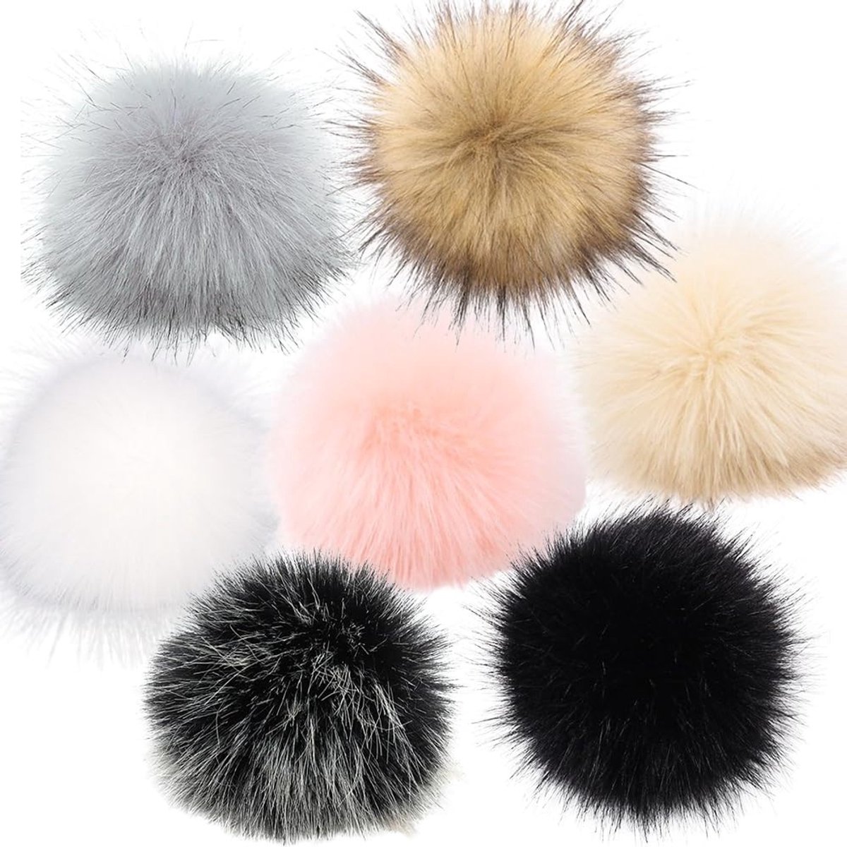 Grote Fluffy Pompoms van Synthetisch Haar voor Hoeden, Faux Fur Bollen met Elastische Koord en Diverse Kleuren