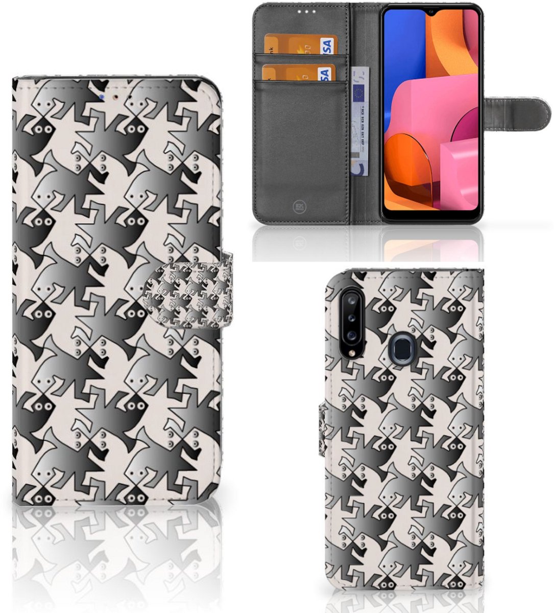 Samsung Galaxy A20s Telefoonhoesje met Pasjes Salamander Grey