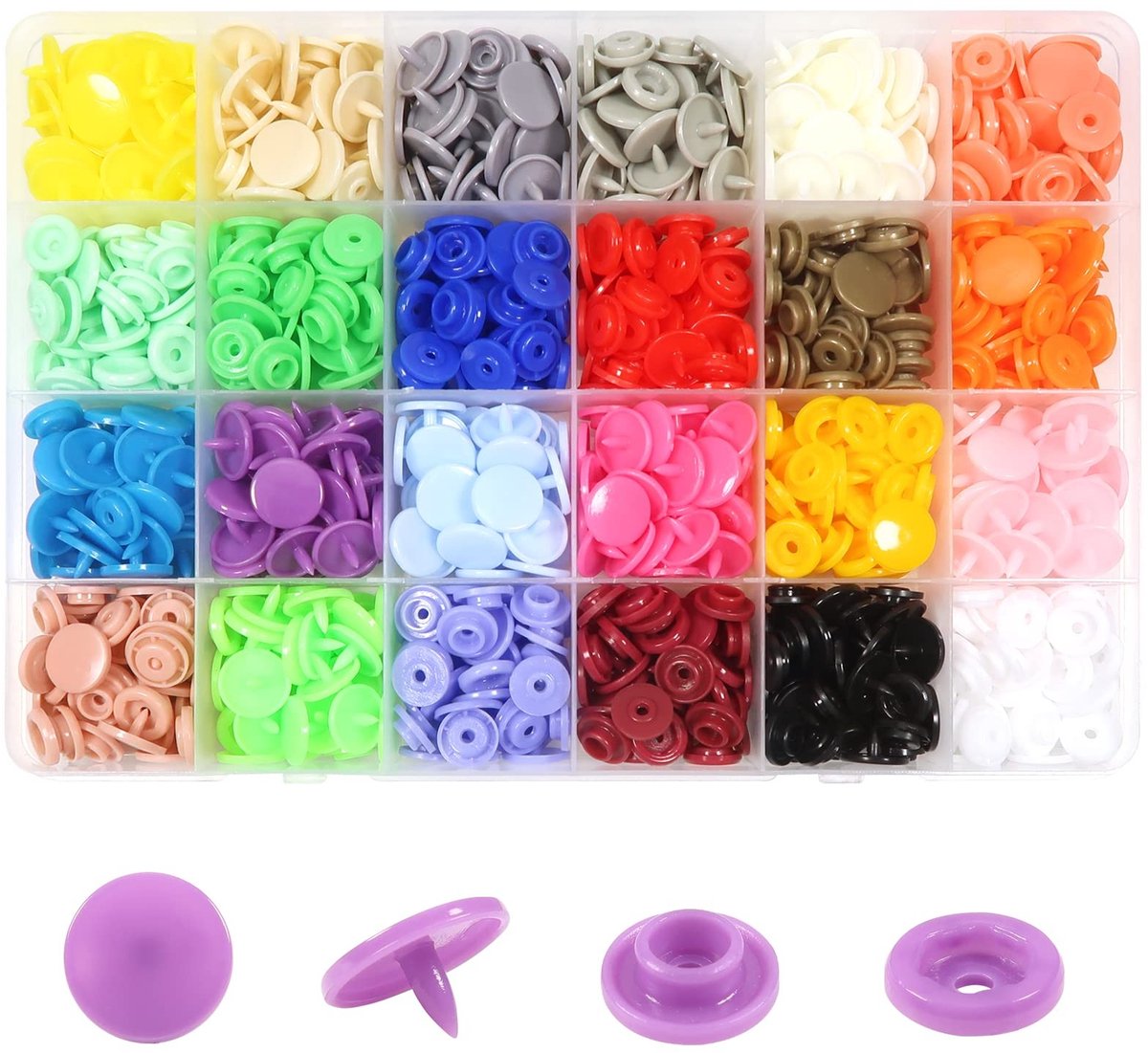 Cosensi - Drukknopen - Multicolor - 240 Sets - 12mm - Creatief Accessoire - Voor Kleding en Handwerk - 24 Kleuren
