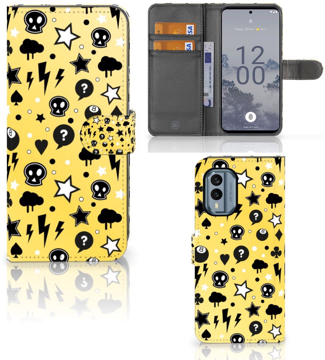 Telefoonhoesje met Naam Nokia X30 Punk Geel