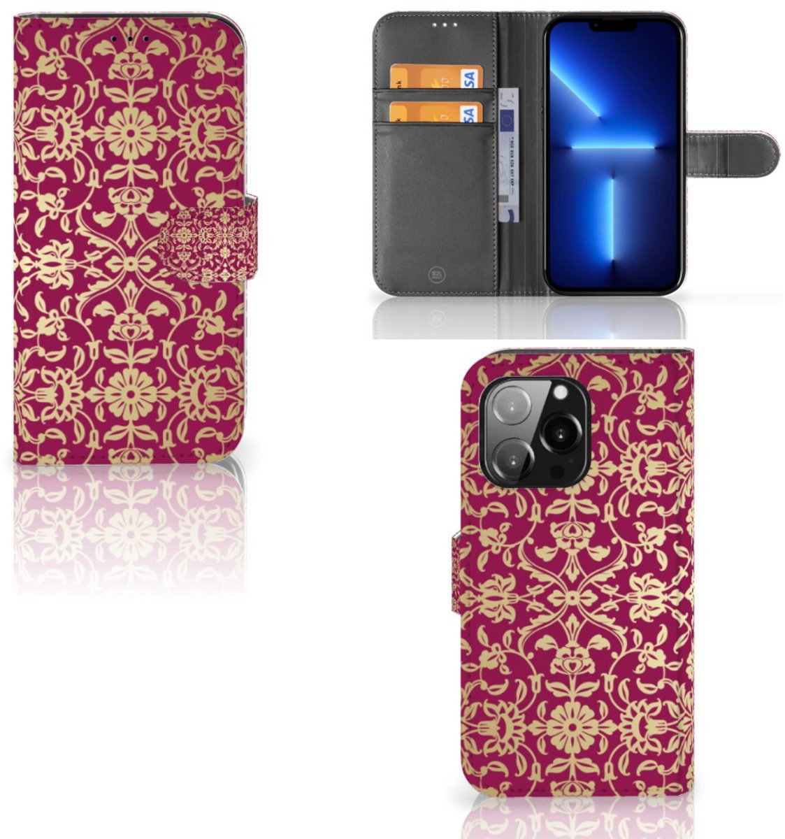 Wallet Case iPhone 13 Pro Barok Pink