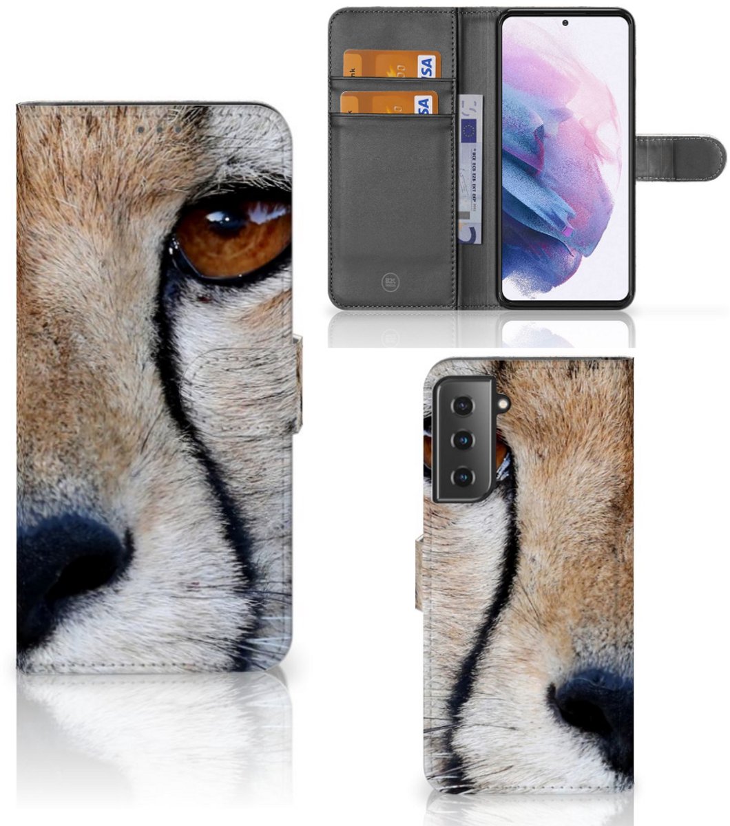 Samsung Galaxy S21 Plus Telefoonhoesje met Pasjes Cheetah