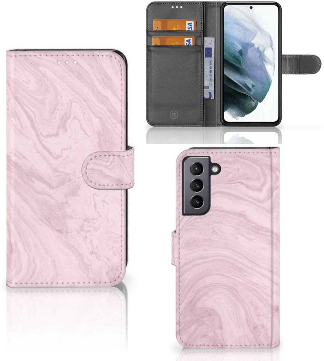 Samsung Galaxy S21 FE Bookcase Marble Pink - Origineel Cadeau Vriendin