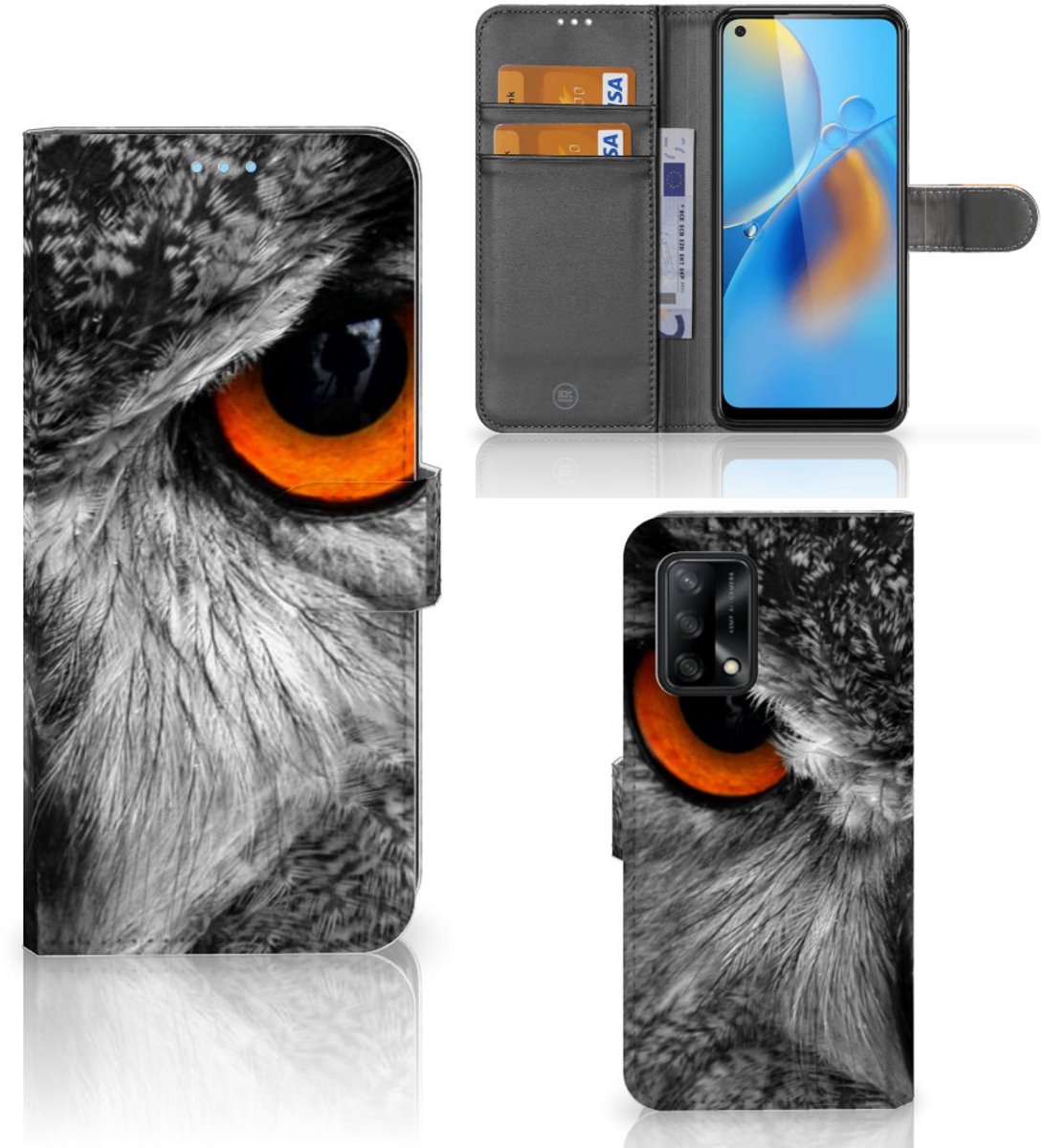 OPPO A74 4G Telefoonhoesje met Pasjes Uil