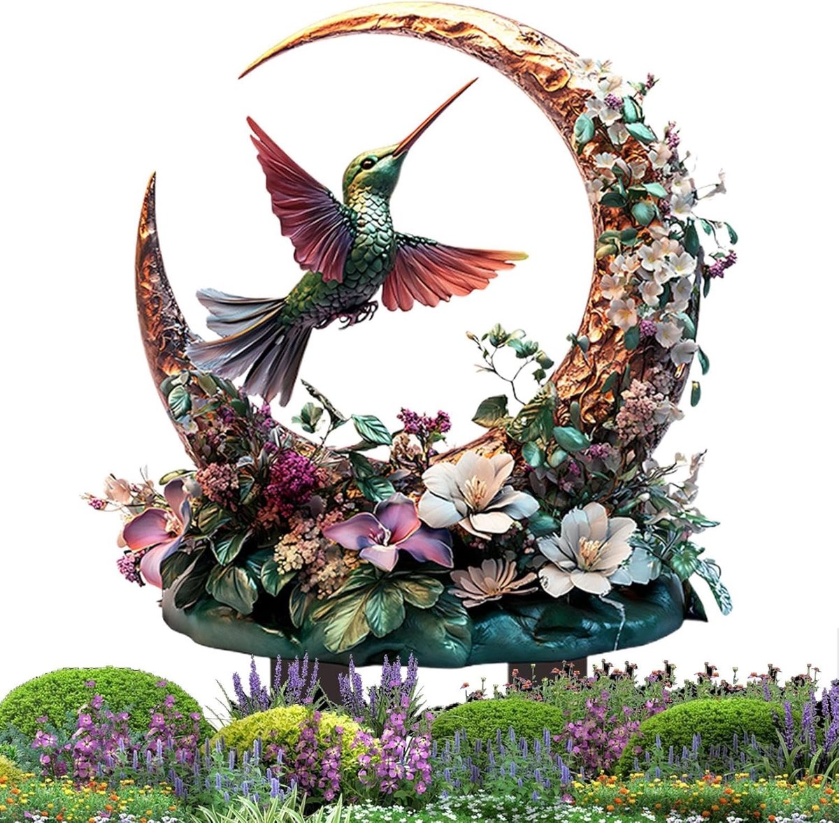 Kolibrie Tuinsteker - Decoratieve Vogelpaal - Tuin Decoratie - Weerbestendig Acryl - ca. 30 cm - B