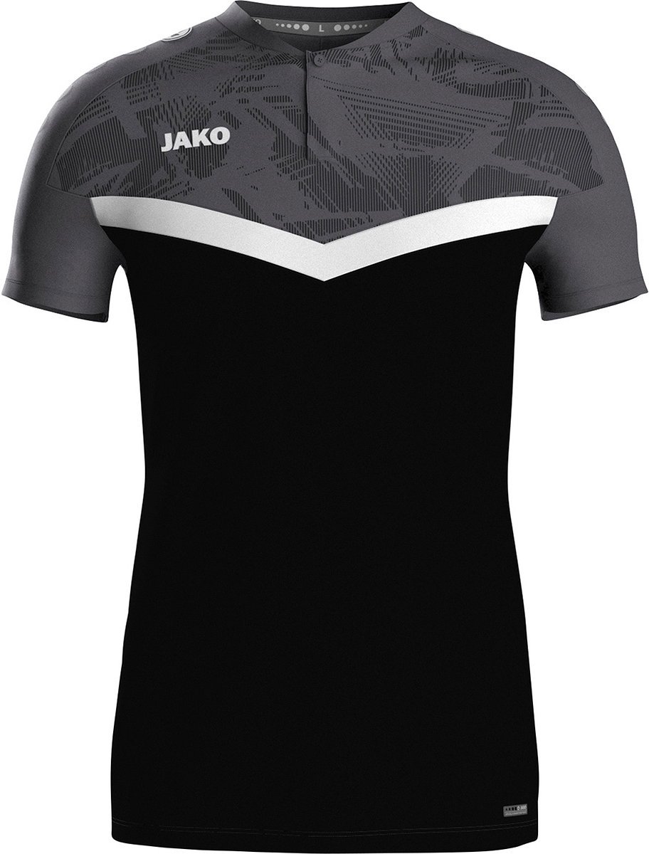 Jako Iconic Polo Heren - Zwart / Antraciet | Maat: XXL
