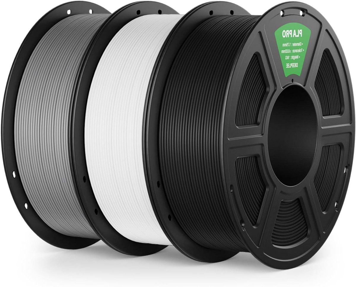 PLA Pro Filament - 3D Printmateriaal - 3D Printen - Hoge Taaiheid - 3 KG - Zwart Wit Grijs