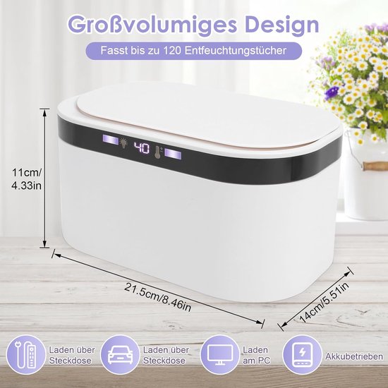 Vochtdoekjes Verwarmer - Doekjes Dispenser - Baby Comfort - Geïntegreerd Nachtlampje - 21.8 x 15 x 13.7 cm - Wit — afbeelding 2