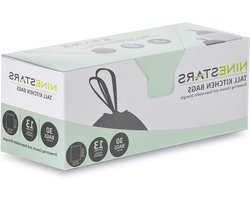 NINESTARS NSTB-13-30 Extra Sterke Witte Vuilniszak met Trekkoord Sluiting, 13 Gal. / 49 L., 30 count, Verpakking kan variëren
