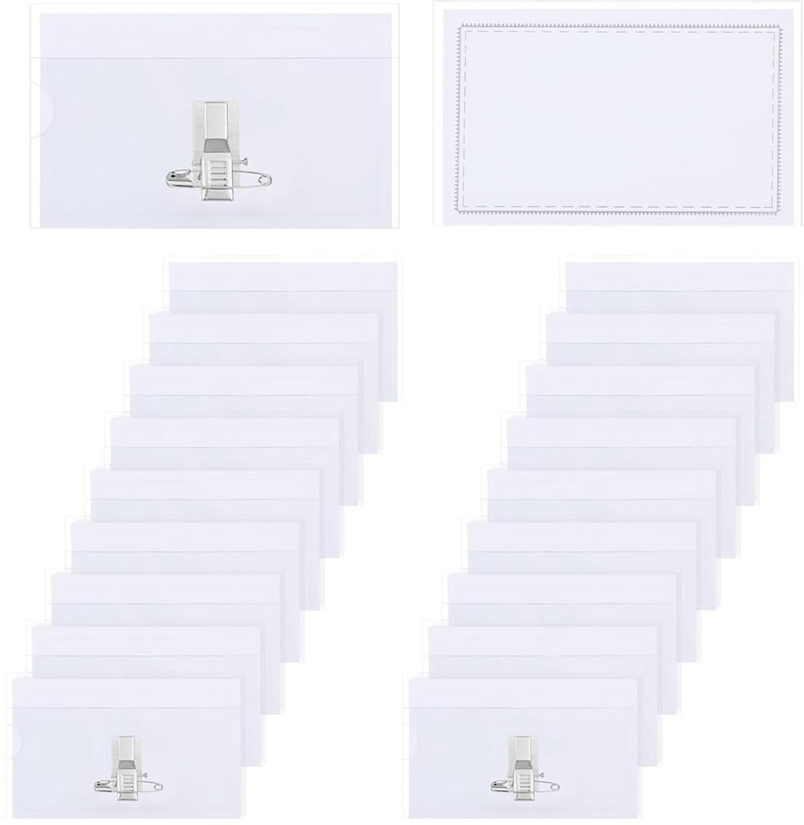 CRASPIRE 20 Sets Broches Badge Horizontaal - Transparant Plastic voor Meetings en Evenementen