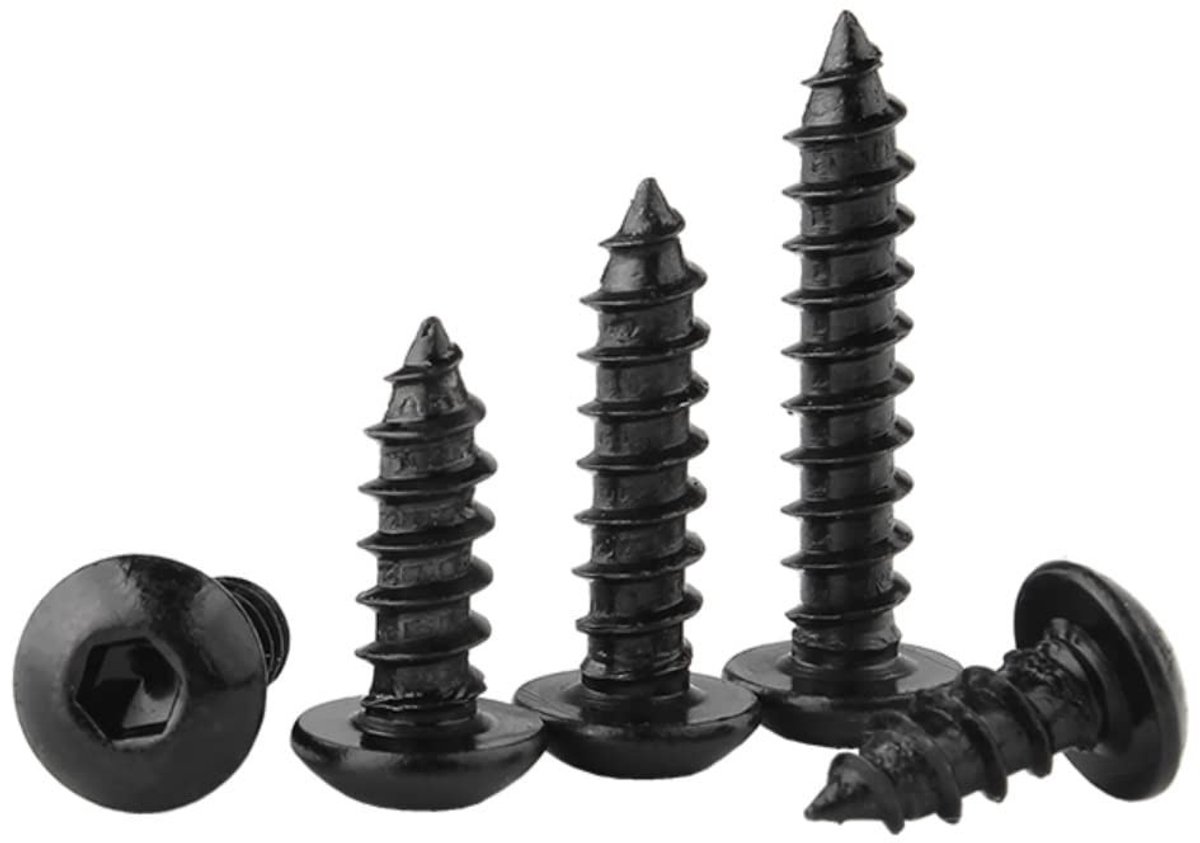 Dailygoods- Houtschroeven Zelftappend - Zwart - Binnenzeskantschroeven - M3 x 20 mm - 100 Stuks - Bevestigingselementen voor Hout en Kunststof - Schroeven