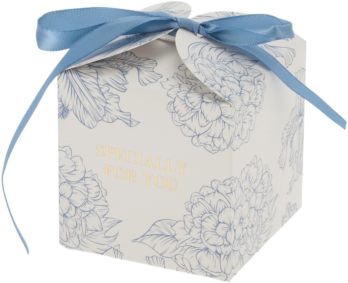 Dailygoods- Geschenkdozen 20 stuks - Cadeaudozen met deksel - 7 x 7 x 7 cm - Blauw - Duurzaam - Voorgevouwen met lint