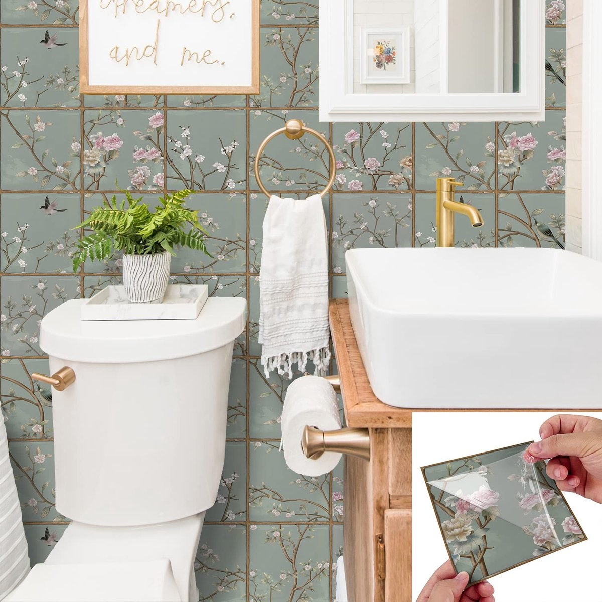 Dailygoods- Tegelstickers 10 Stuks - Bloemen Design - Zelfklevend - Voor Keuken/Badkamer - Vierkant - 15 cm, 0.6 mm Dikte - Muursticker