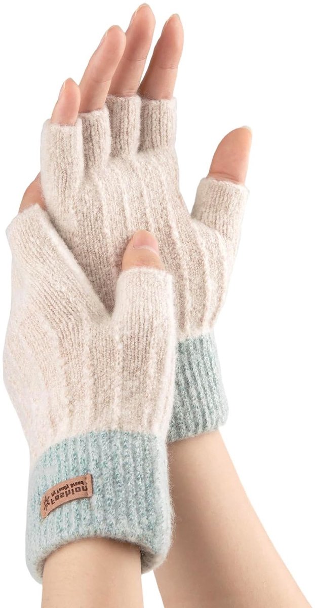 Dailygoods- Vingerloze Handschoenen Warme Gebreide - Vingerloze Handschoenen Dames - Winterhandschoenen - Typen/Autorijden - Maat L - Huidvriendelijk Acrylvezel - Halfingerhandschoenen