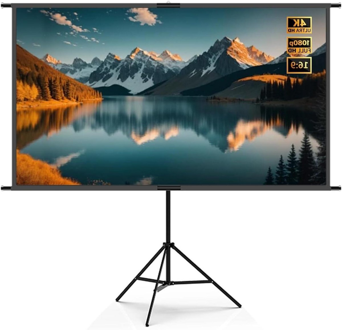 Projectiescherm met Statief - Filmscherm Buiten - Thuisbioscoop Creëren - 4K Ultra HD - 60 Inch 16:9 - Zwart