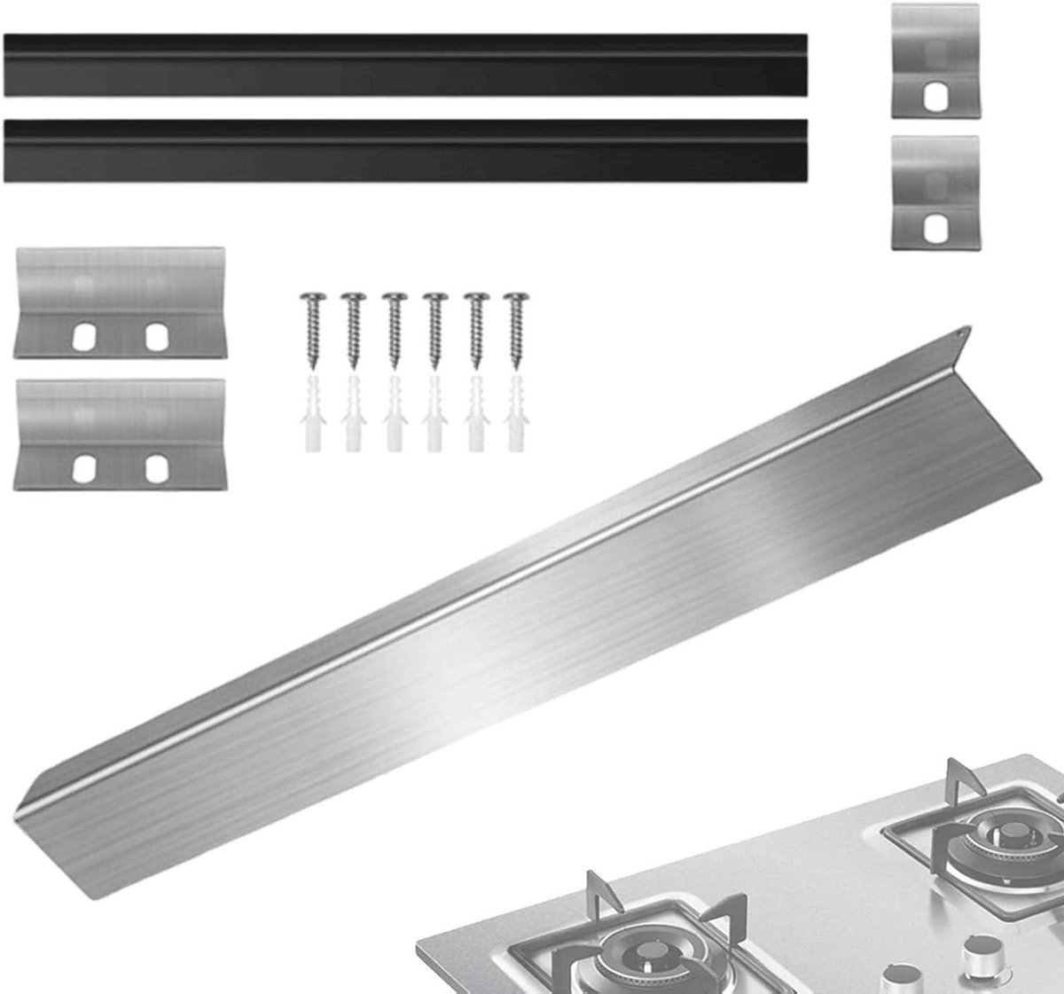 Fornuis Spleet Afdichter - Kookplaat Strip - Keuken Opruimen - Roestvrij Staal - 76 cm - Zilver