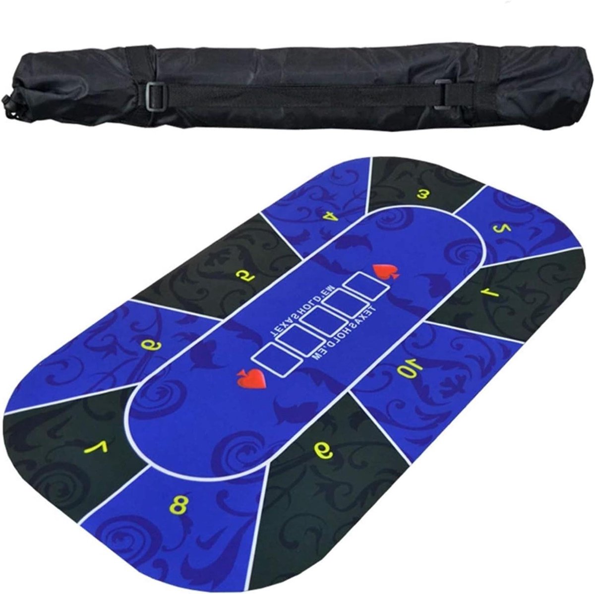 Opvouwbaar Pokertafelblad - Casinotafelkleed - Spelavonden Organiseren - Inclusief Draagtas - 1.2x0.6m - Blauw
