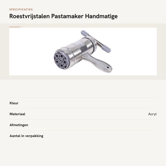 OmGoods - Dailygoody - Roestvrijstalen Pastamaker - Handmatige Noedelmaker - Duurzaam en Eenvoudig in Gebruik - Keukenaccessoire - Voor Thuis of Restaurant - Id... van Omgoods — afbeelding 2