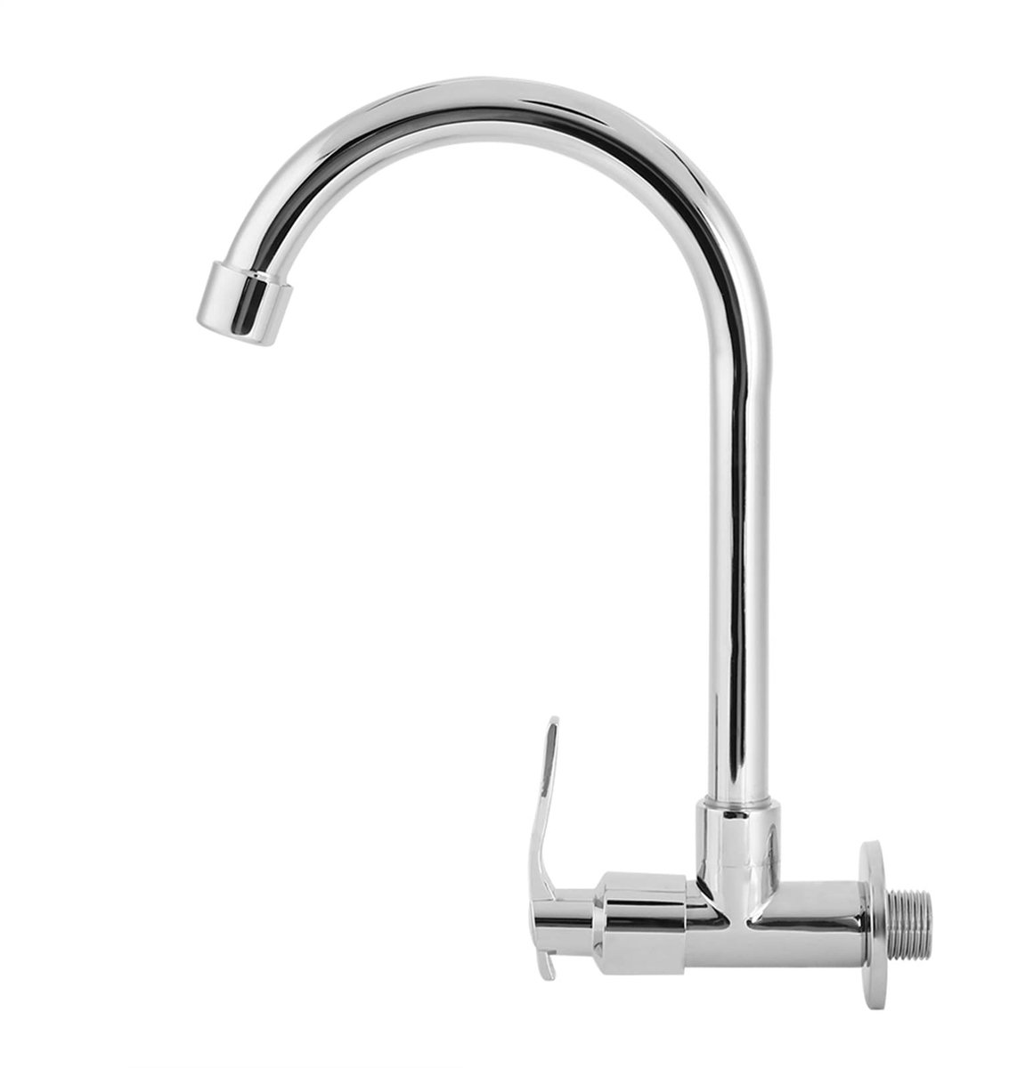 Dailygoods- Keukenkranen Wandmontage - Keukenkraan Koud Water - Messing Behuizing - Roestvrij Staal - Hoogte 26 cm - Spuitbereik 14 cm - Wandkraan