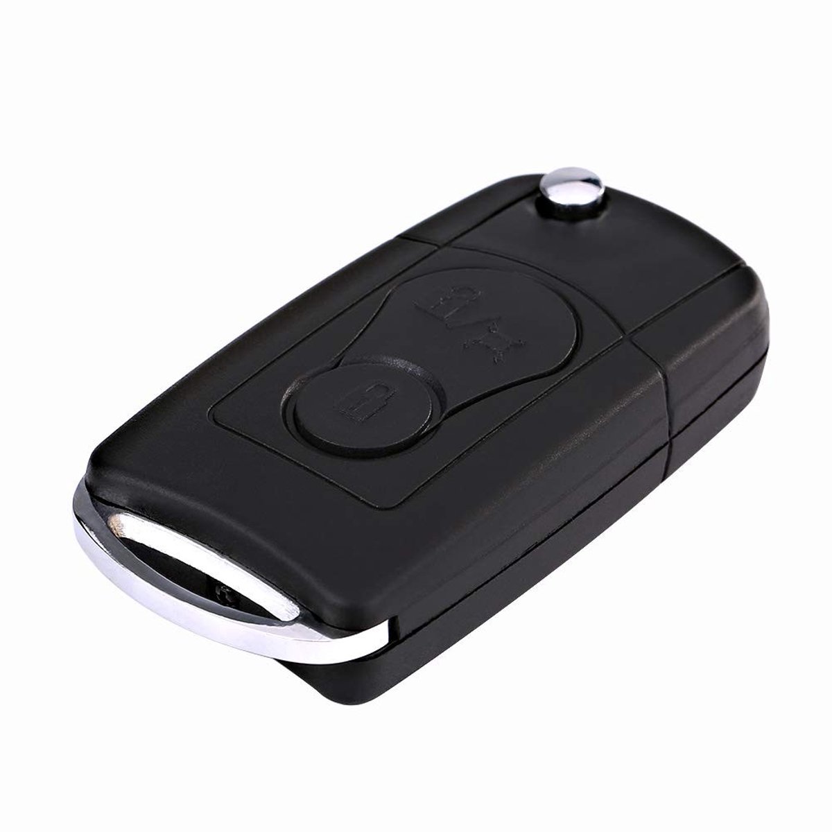 Dailygoods- Autosleutel Hoesje - Opvouwbare Sleutelbehuizing - 2 Knoppen - Geschikt voor Ssangyong Actyon/Kyron/Rexton - ABS-kunststof/Metaal - Zwart