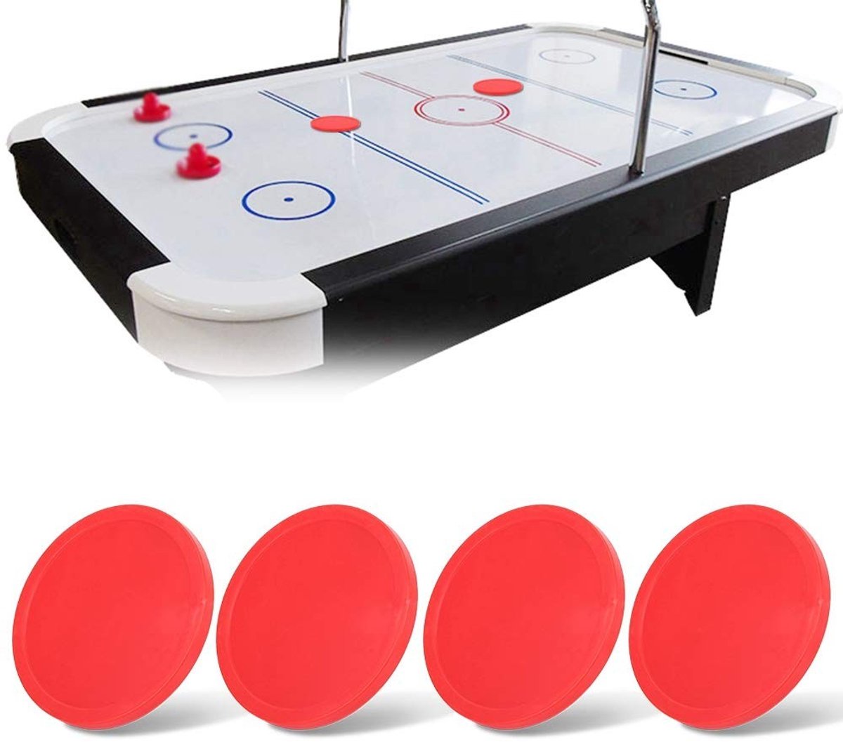 Dailygoods- Hockey Puck Slijtvaste Rood - 3-Maat Set - Lichtgewicht - Duurzaam - Geschikt voor Speelkamers - Perfecte Vervangingen - Air Hockey Schijven