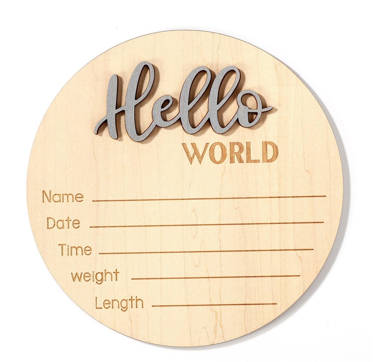Dailygoods- Aankondigingsbord 15 cm - Houten Welkomstbord - Geboorteplaat - Fotorekwisiet - Babyshower - Premium Materiaal