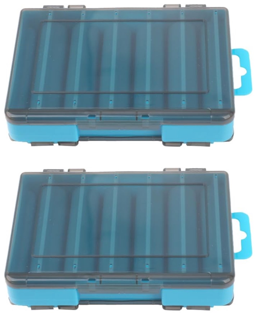 Dailygoods- Aasdoos Dubbelzijdig - 2 Stuks - 12 Vakken - Visdoos met Handvat - 3,8 x 10,3 x 3,1 cm - Kleine Doos voor Zeevisaas